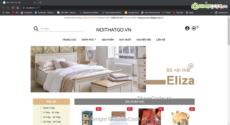 Website bán hàng,web bán nội thất,web bán đồ gỗ nội thất,nội thất đồ gỗ